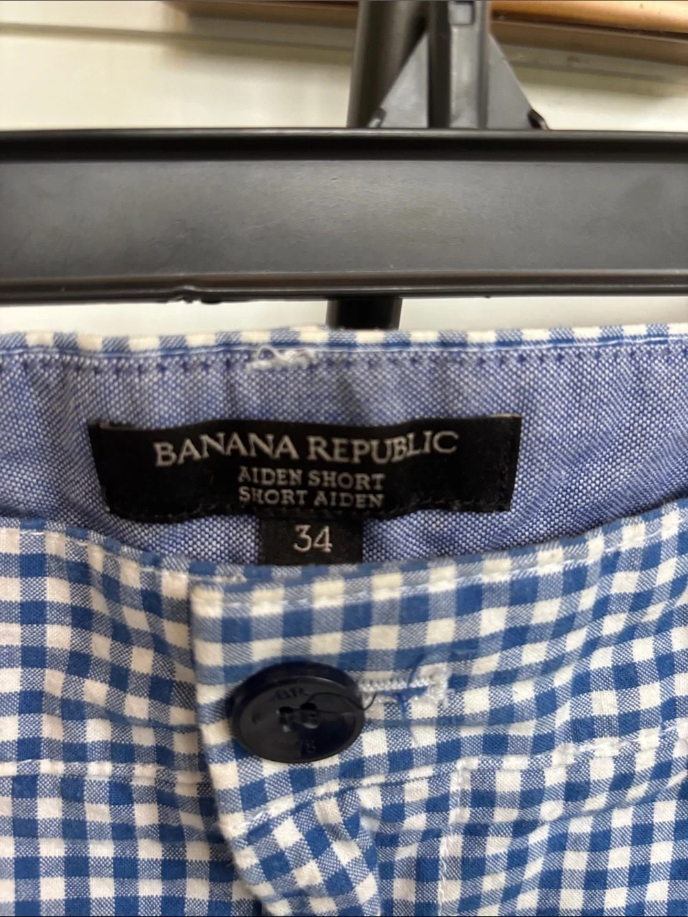 Banana Republic Blue and White Gingham Flat Front Shorts